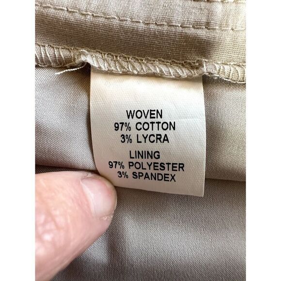 PURE AMICI Women's Ruched Side Zip Mini Cotton Blend Skirt Khaki Size Large - Picture 10 of 10